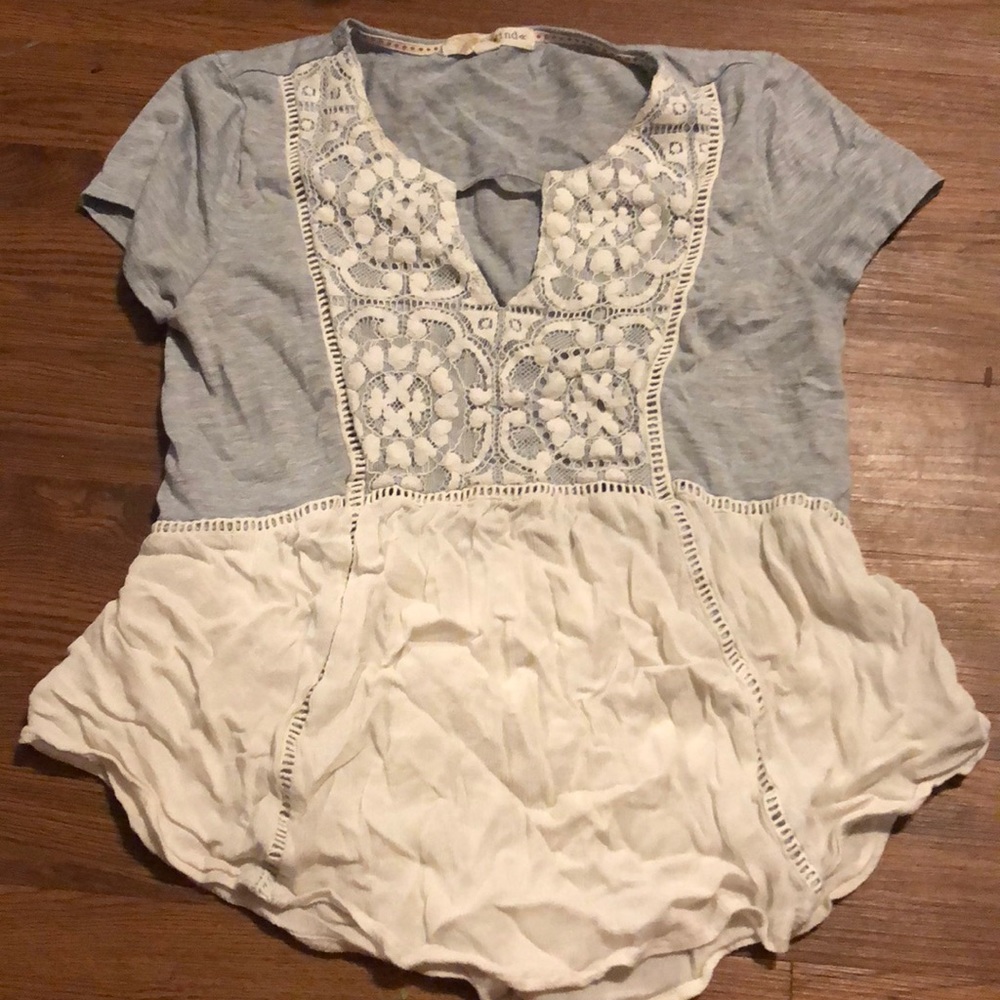 White and grey lace shirt